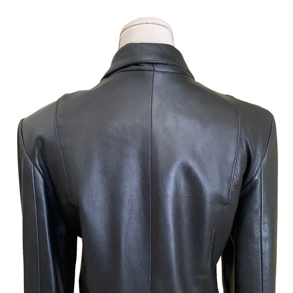 Vintage 90s Privilege Paris Black Leather Zip Up Jacket North Beach Goth Small - Picture 6 of 16